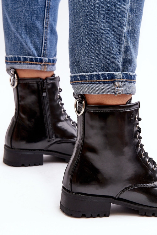 Botki Damskie Lu Boo Czarne Workery ze Stalową Oprawą Jacksy