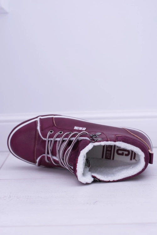 Big Star Ocieplane Bordowe Damskie Tenisówki BB274007