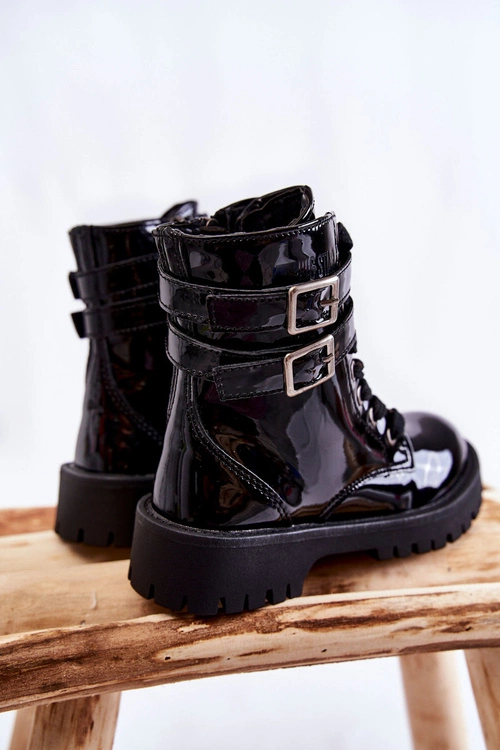 Dziecięce Lakierowane Botki Big Star KK374131 Czarne