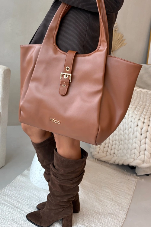 Torebka Shopperka Z Klamrą NOBO BAG6010-017 Jasnobrązowa