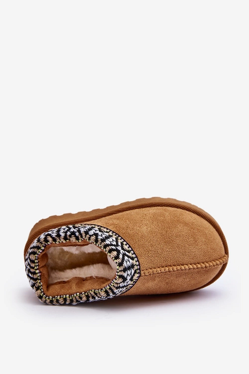 Kapcie Dziecięce Wsuwane Ocieplane Camel Olivane