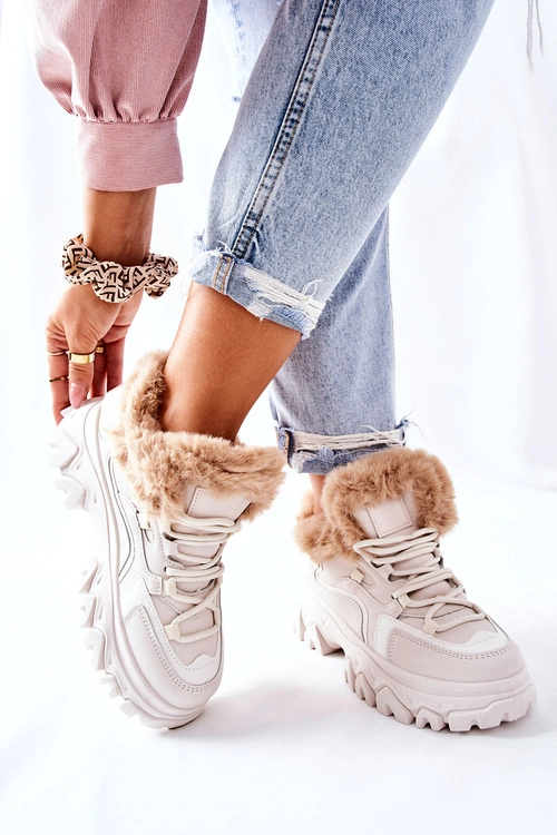 Damskie Ocieplane Trapery Jasno-Beżowe Limerick