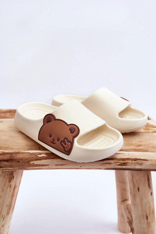 Lekkie Piankowe Klapki Z Misiem Białe Todi