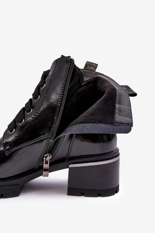 Damskie Lakierowane Botki D&A MR870-97 Czarne