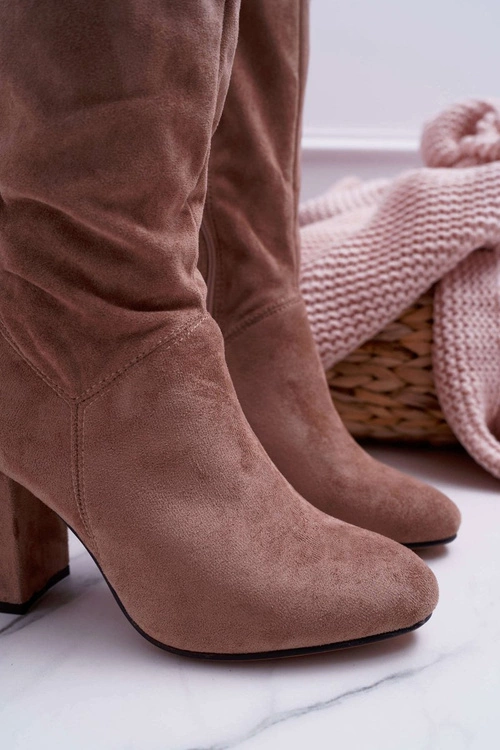 Kozaki Damskie Na Słupku Do Kolana Khaki Mercure