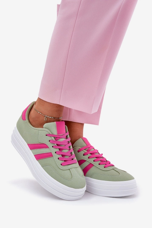 Stylowe Sneakersy Damskie Na Platformie Zielone Silavia