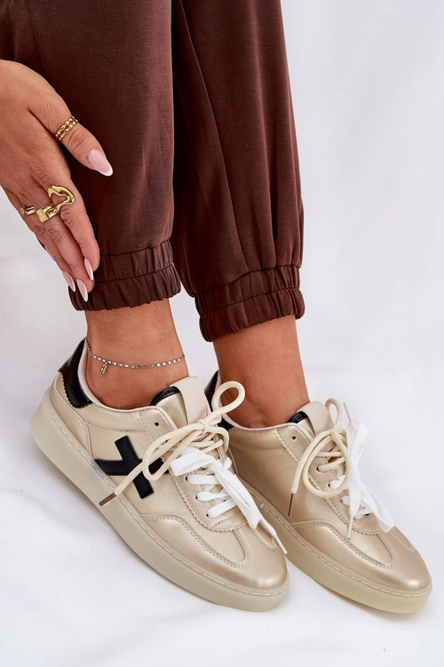 Niskie Buty Sportowe Damskie Złote Zelevelis