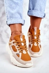 Damskie Sportowe Buty Sneakersy Big Star GG274653 Beżowo-Brązowe