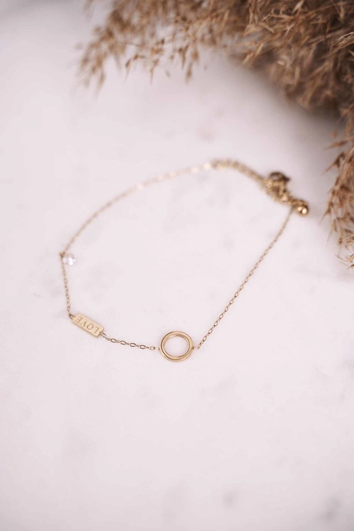 Bransoletka Na Nogę Kółeczko i Cyrkonia Złota Always