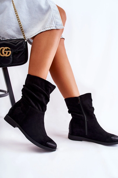 Damskie Zamszowe Wysokie Botki Czarne Venis