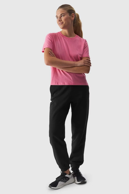 Gładki T-Shirt Damski Regular 4F 4FWAW24TTSHF1650-54S Różowy