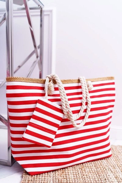 Duża Plażowa Torebka Shopper Czerwona
