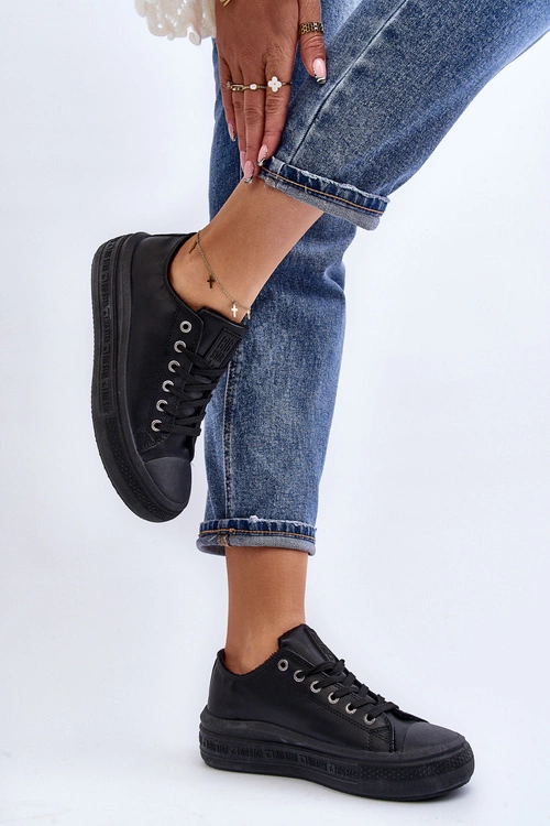 Niskie Trampki Damskie Ocieplane Czarne Big Star MM274031