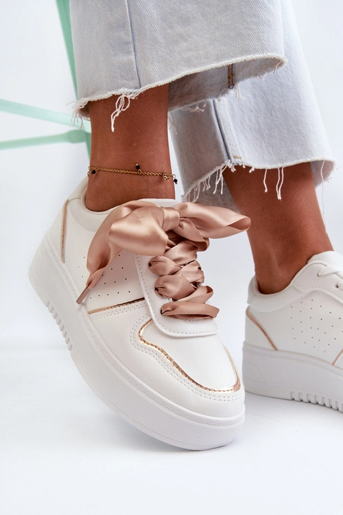 Damskie Sneakersy Na Platformie Białe Tessama