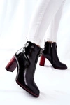 Damskie Botki Czarne Lakierowane na Słupku Cofton