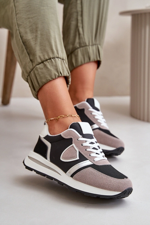 Sneakersy Damskie Z Brokatem Czarne Velaniela