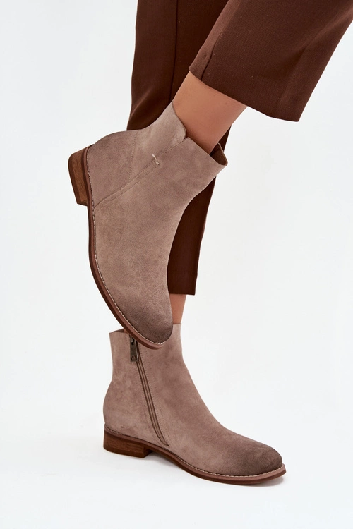 Botki Damskie Na Płaskim Obcasie Vinceza 39961 Beżowe