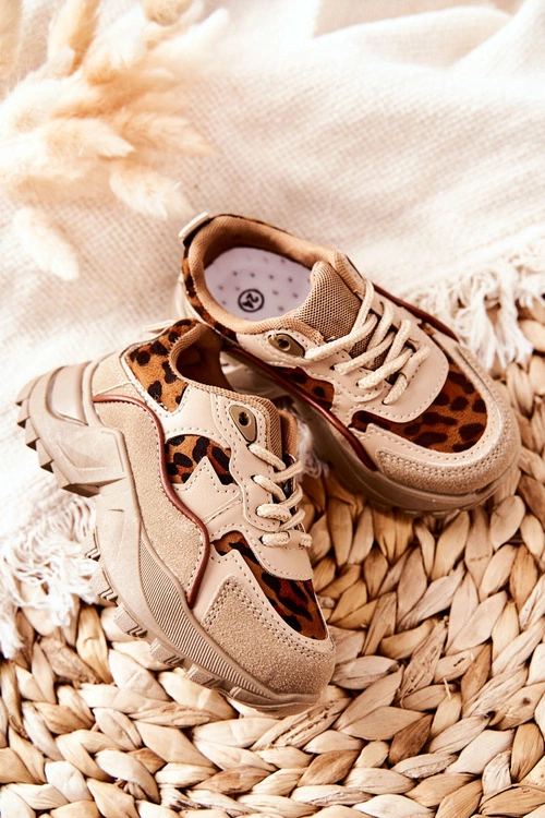 Dziecięce Sportowe Buty Sneakersy Beżowo-Brązowe Nila