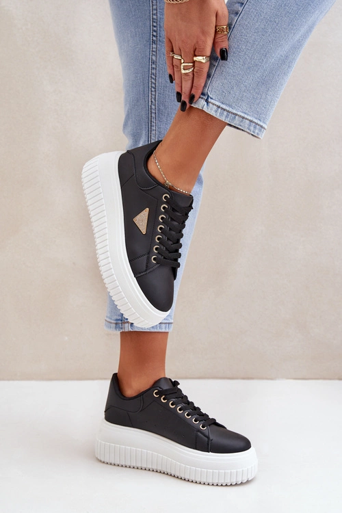 Stylowe Sneakersy Na Masywnej Platformie Czarno-Białe Vallexia