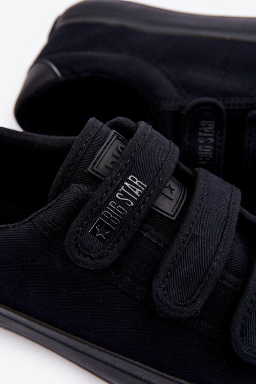 Męskie Klasyczne Materiałowe Tenisówki Na Rzepy Big Star LL174631 Czarne