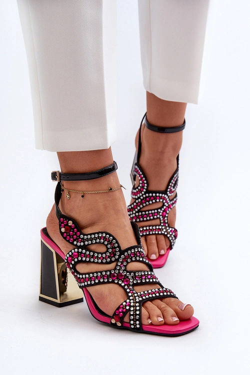 Zdobione Sandały Damskie Na Słupku D&A CR952 Czarne