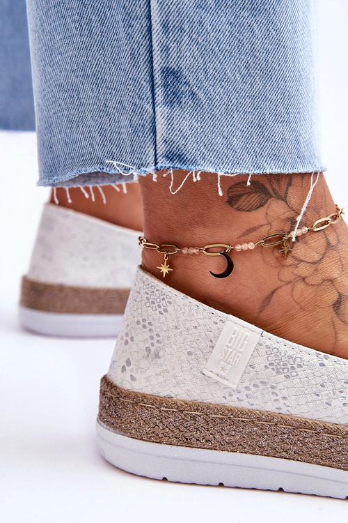 Skórzane Espadryle Mokasyny Big Star LL276004 Biały