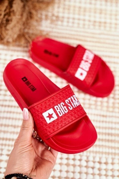 Klapki Dziecięce Big Star Czerwone Pikowane GG374801