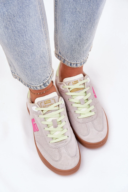 Zamszowe Buty Sportowe Sneakersy Damskie D.Franklin DFSH387005 Zgaszona Biel