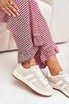 Buty Sportowe Sneakersy Damskie Z Eko Skóry Beżowe Ravina