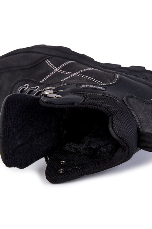 Męskie Ocieplane Botki Trapery Czarne Allan