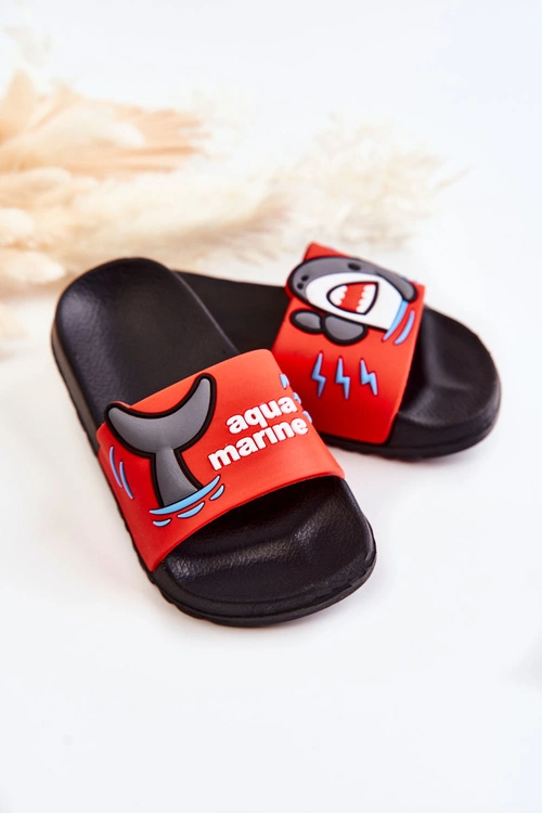 Lekkie Dziecięce Klapki Czerwono-Czarne Sharky