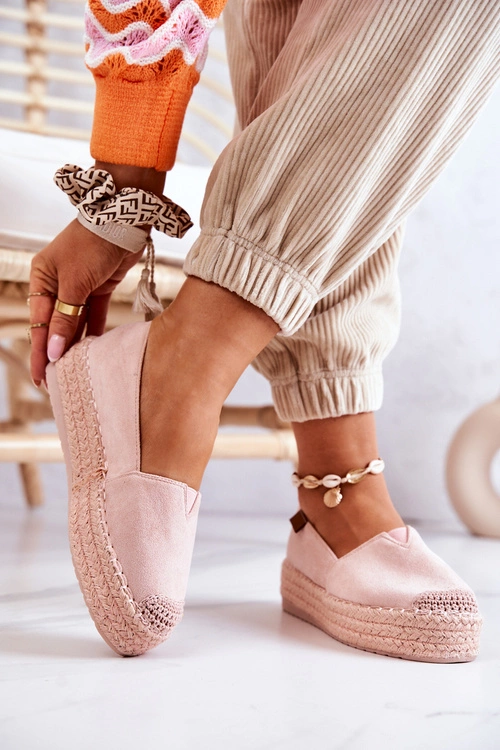 Zamszowe Espadryle Wsuwane Różowe Lesley