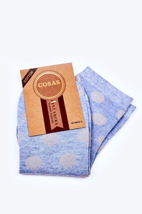 Damskie Bawełniane Skarpetki W Groszki COSAS Niebieskie