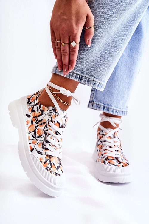 Niskie Trampki Wiązane W Owoce Białe Amissa