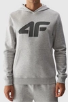Męska Bluza Dresowa Nierozpinana Z Kapturem 4FWMM00TSWSM1464-27M Jasnoszara