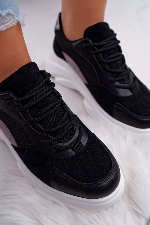 Sportowe Damskie Buty Gruba Podeszwa Czarne Cardamon