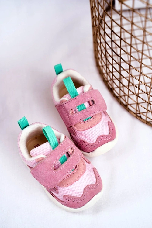 Sportowe Buty Dziecięce na Rzep Zamszowe Różowe Malbred