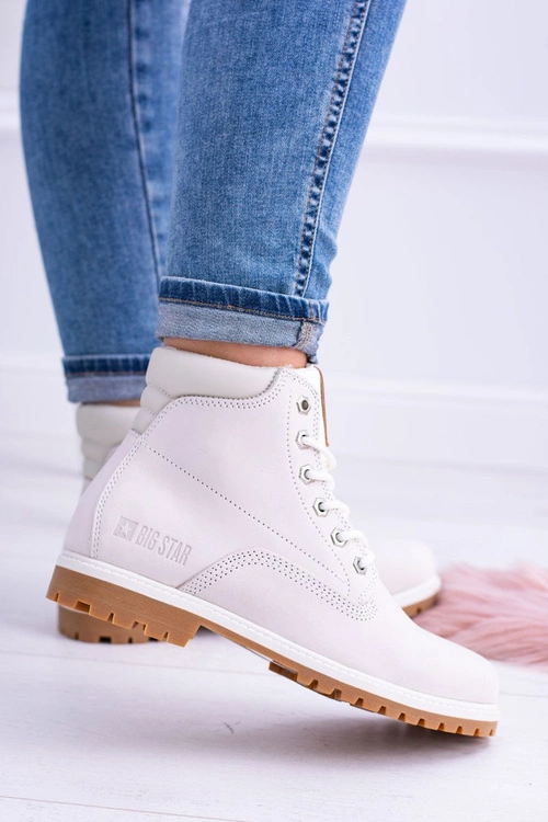 Big Star Botki Damskie Białe Timberki Traperki Timon