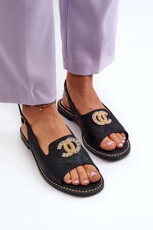 Damskie Sandały Z Ozdobą S.Barski KV27-049 Czarne