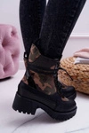 Damskie Botki Wysokie Czarne Moro Trapery Nemtere
