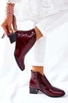 Skórzane Ocieplane Botki Na Obcasie Maciejka 04777-23 Bordo