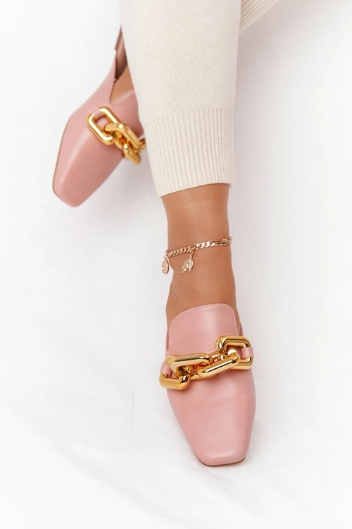 Klapki Z Cholewką I Łańcuchem Różowe Call On Me