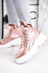 Sportowe Damskie Buty Ocieplane Różowo Złote Davan
