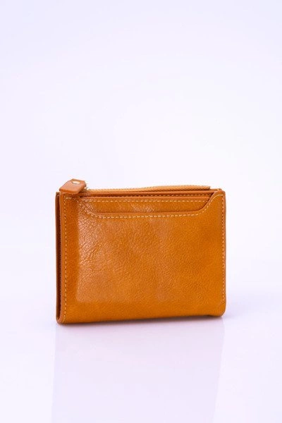 Mały Musztardowy Portfel Damski Złoty Zamek