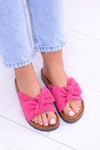 Damskie Klapki Na Korku Kokardki Wolly Fuksja
