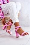 Eleganckie Sandały Na Słupku Różowe Michele