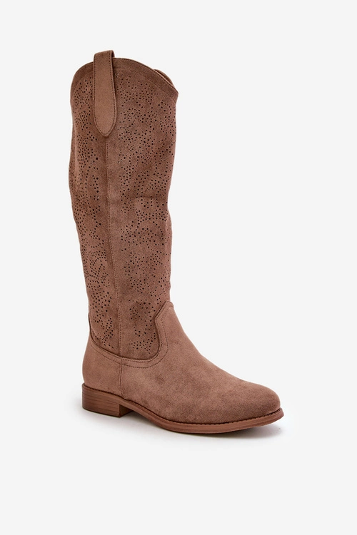 Kozaki Damskie Ażurowe Brązowe S.Barski HY42-132