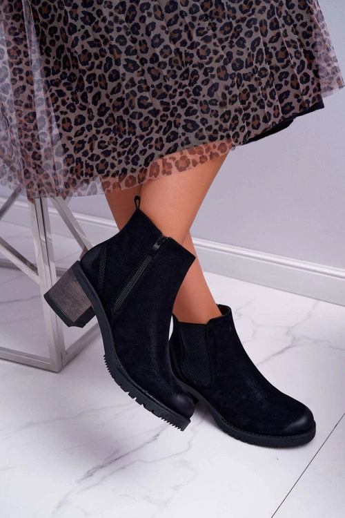 Botki Damskie Na Obcasie Sergio Leone Czarne BR BT702