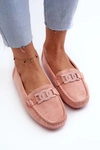 Damskie Modne Zamszowe Mokasyny Jasnoróżowe Rabell