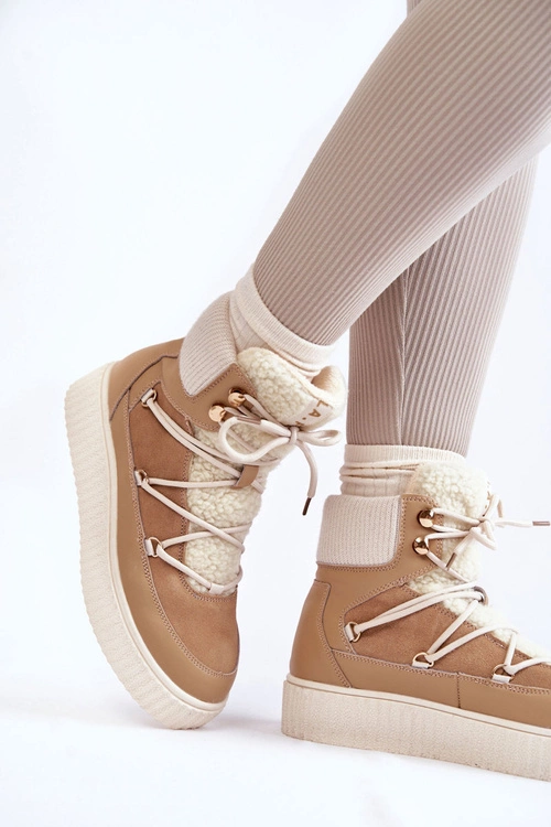 Damskie Botki Śniegowce La.Fi 280072TA-QN Beżowe